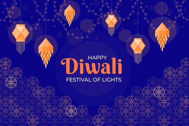 Free vector flat background for diwali festival