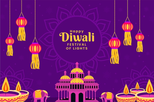 Free vector flat background for diwali hindu festival celebration