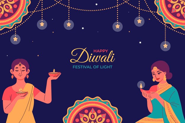 Flat background for diwali hindu festival celebration