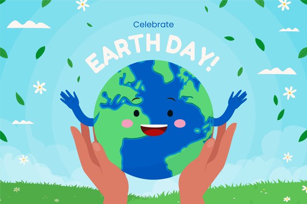 Flat background for earth day celebration