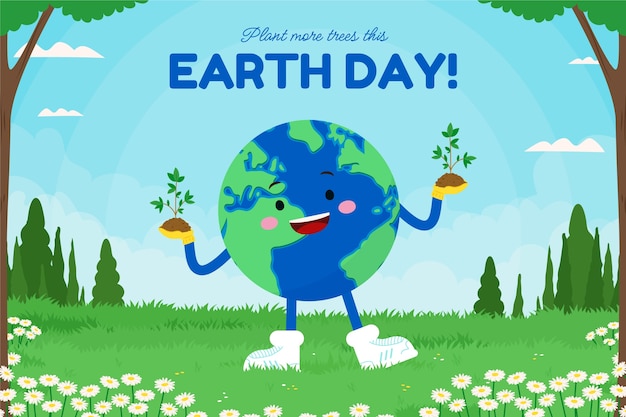 Flat background for earth day celebration