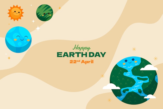 Flat background for earth day celebration