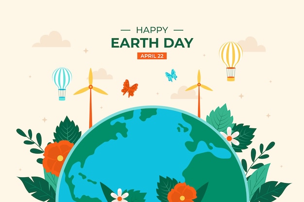 Flat background for earth day celebration