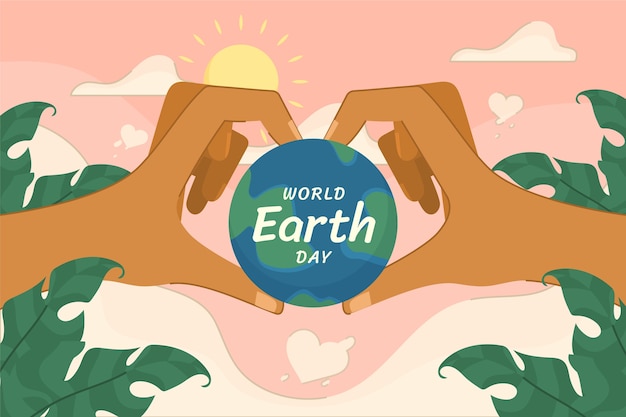 Flat background for earth day celebration