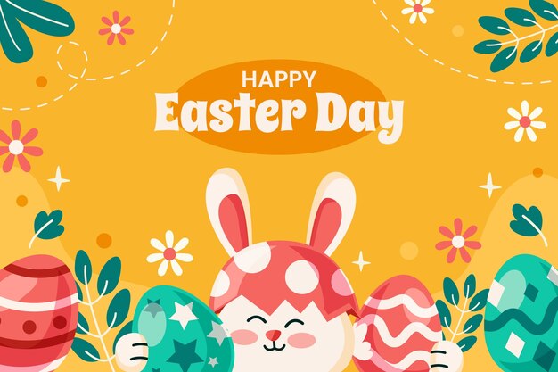 Flat background for easter celebration