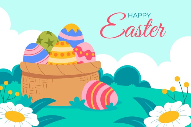 Flat background for easter celebration