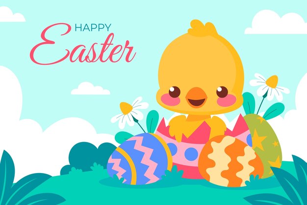 Flat background for easter celebration