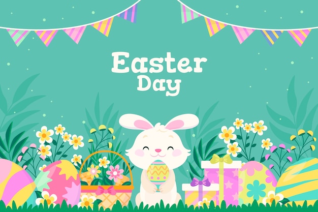 Free Vector flat background for easter holiday