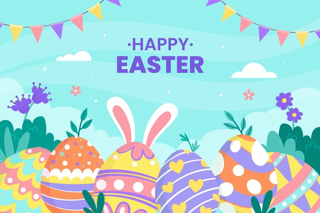 Free vector flat background for easter holiday