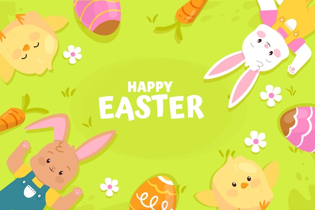 Flat background for easter holiday