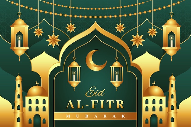 Free vector flat background for eid al-fitr celebration