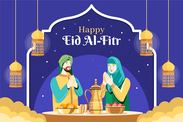 Flat background for eid al-fitr celebration