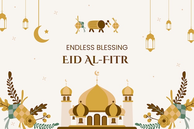 Free vector flat background for eid al-fitr celebration