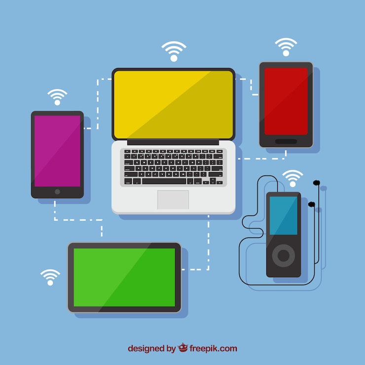 Free Vector flat background of electronic devices with wifi signal