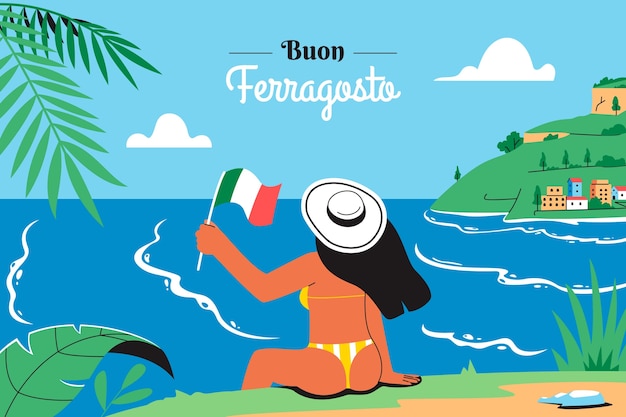 Flat background for ferragosto celebration