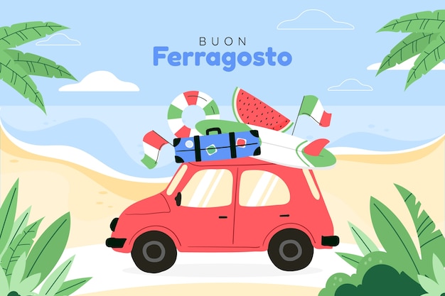 Flat background for ferragosto celebration