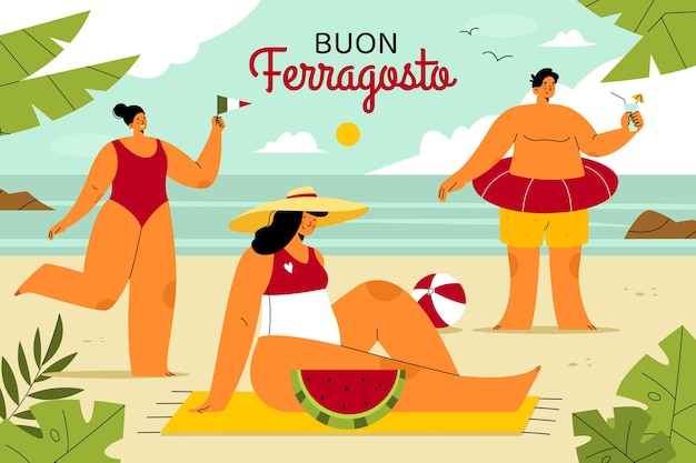 Vettore gratuito sfondo piatto per la celebrazione di ferragosto