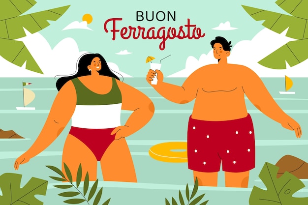 Flat background for ferragosto celebration