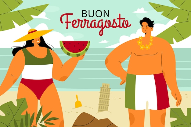 Flat background for ferragosto celebration