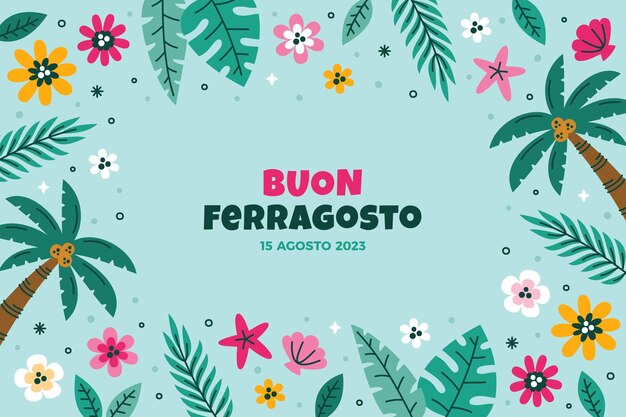 Flat background for ferragosto celebration