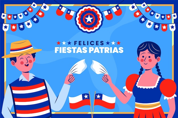 fiestaspatriasチリのフラットな背景