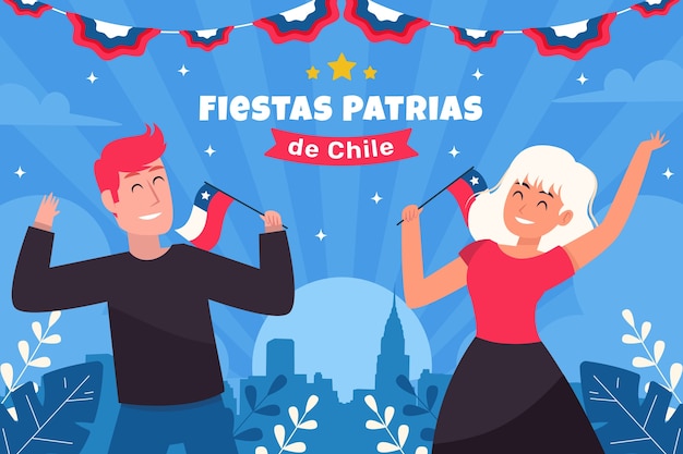 Free vector flat background for fiestas patrias chile