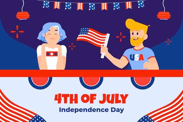 Бесплатное векторное изображение Плоский фон для американского празднования 4 июля