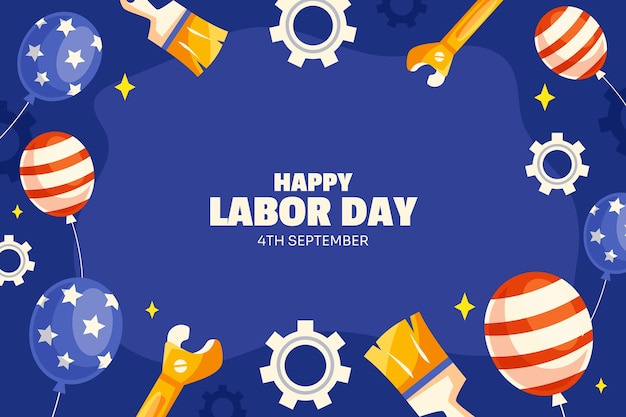 Бесплатное векторное изображение Плоский фон для празднования американского дня труда