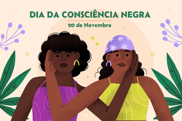 Бесплатное векторное изображение Плоский фон для празднования дня осведомленности чернокожих в бразилии