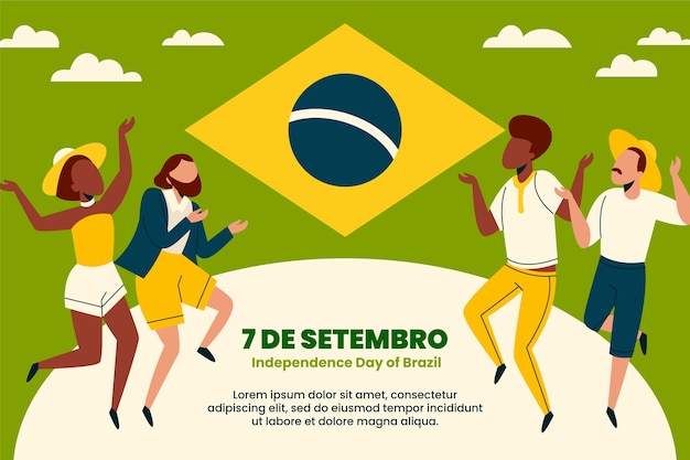 無料ベクター ブラジルの独立記念日の平らな背景