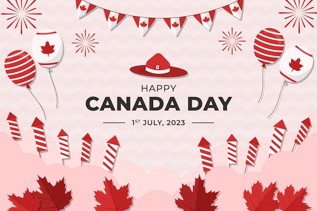 Бесплатное векторное изображение Плоский фон для празднования дня канады