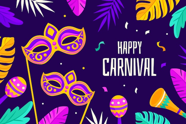 Бесплатное векторное изображение Плоский фон для празднования карнавала