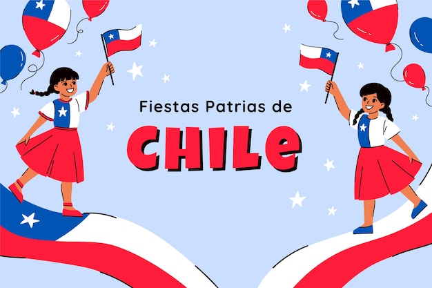 無料ベクター チリのフィエスタ パトリアのお祝いのフラット背景