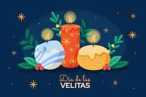 Бесплатное векторное изображение Плоский фон для праздника диа де лас велитас