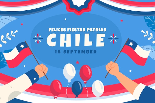 Бесплатное векторное изображение Плоский фон для праздников патриас чили