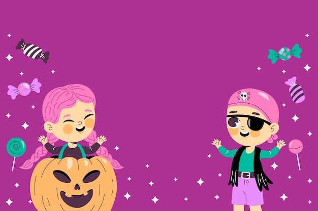 無料ベクター ハロウィーンのお祝いのフラット背景