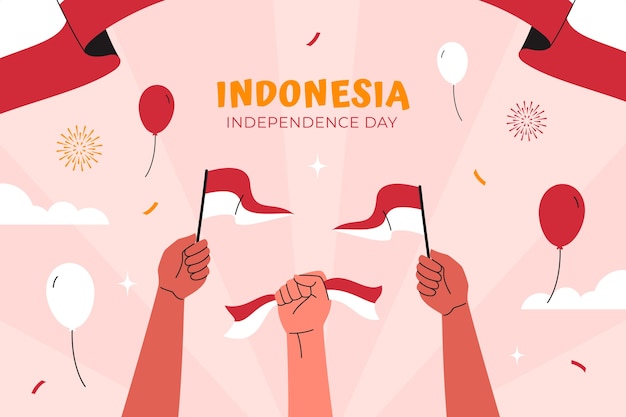 무료 벡터 인도네시아 독립 기념일 축 하에 대 한 평면 배경