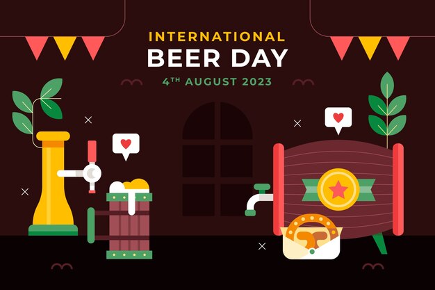 無料ベクター 国際ビールの日のお祝いのためのフラット背景