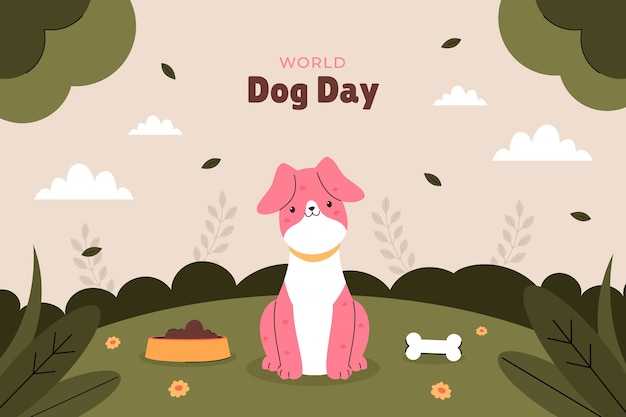 無料ベクター 国際犬の日のお祝いのためのフラット背景