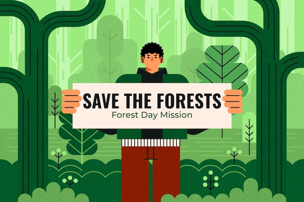 Плоский фон для празднования Международного дня леса.