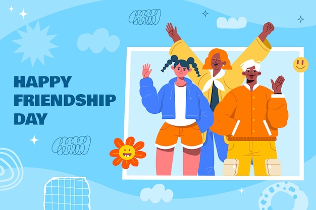 Бесплатное векторное изображение Плоский фон для празднования международного дня дружбы