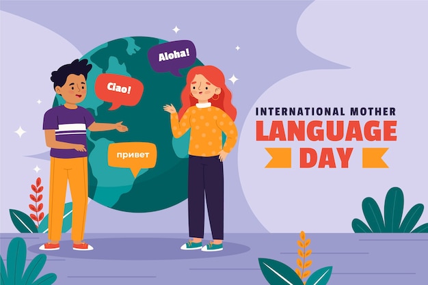 Бесплатное векторное изображение Плоский фон для международного дня родного языка