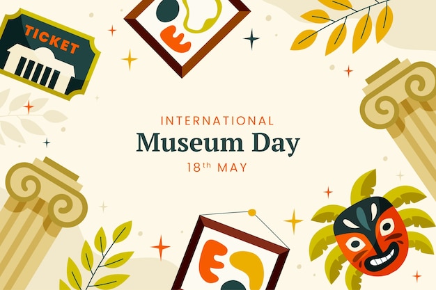 Бесплатное векторное изображение Плоский фон для международного дня музеев