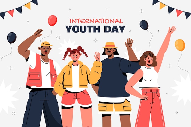 Плоский фон для празднования международного дня молодежи