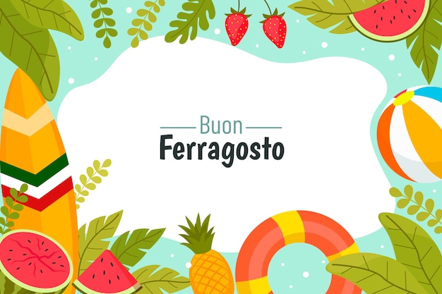 無料ベクター イタリアのフェラゴストのお祝いのためのフラット背景