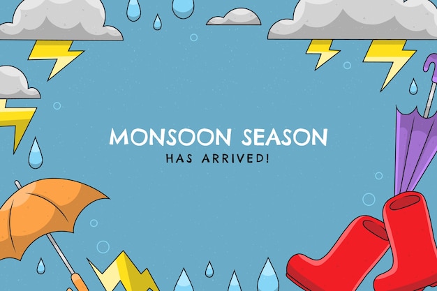 Бесплатное векторное изображение Плоский фон для сезона дождей