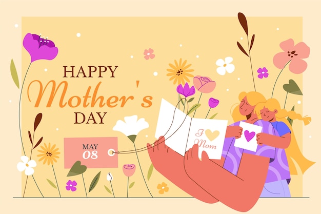Бесплатное векторное изображение Плоский фон для празднования дня матери