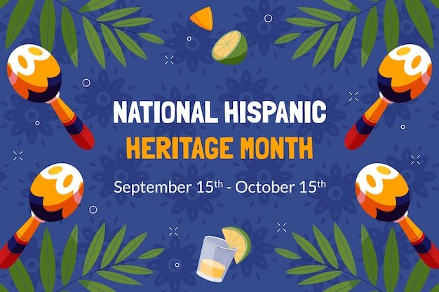 Бесплатное векторное изображение Плоский фон для месяца национального латиноамериканского наследия
