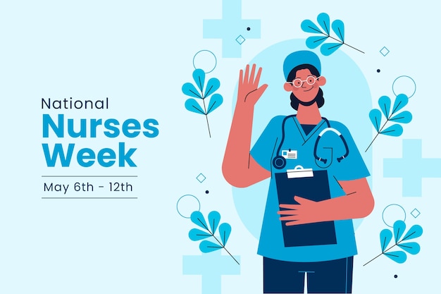 Плоский фон для празднования Национальной недели медсестер