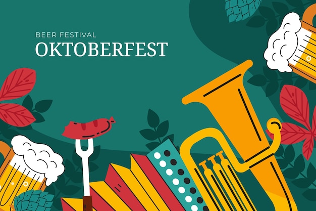 Плоский фон для празднования пивного фестиваля oktoberfest